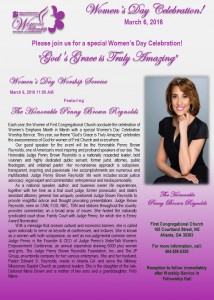 Sunday Worship Service - Women's Day-Guest Speaker - Judge Penny Brown Reynolds