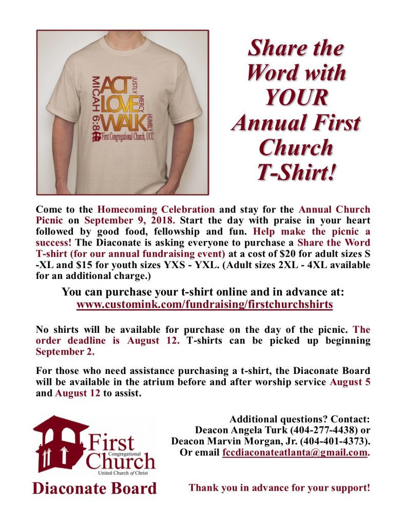 Diaconate T-Shirt Fundraiser 2018